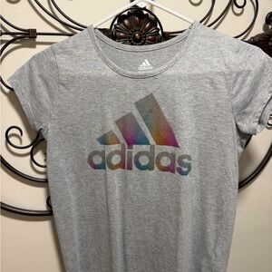 Adidas Heather Gray Tee with White Logo